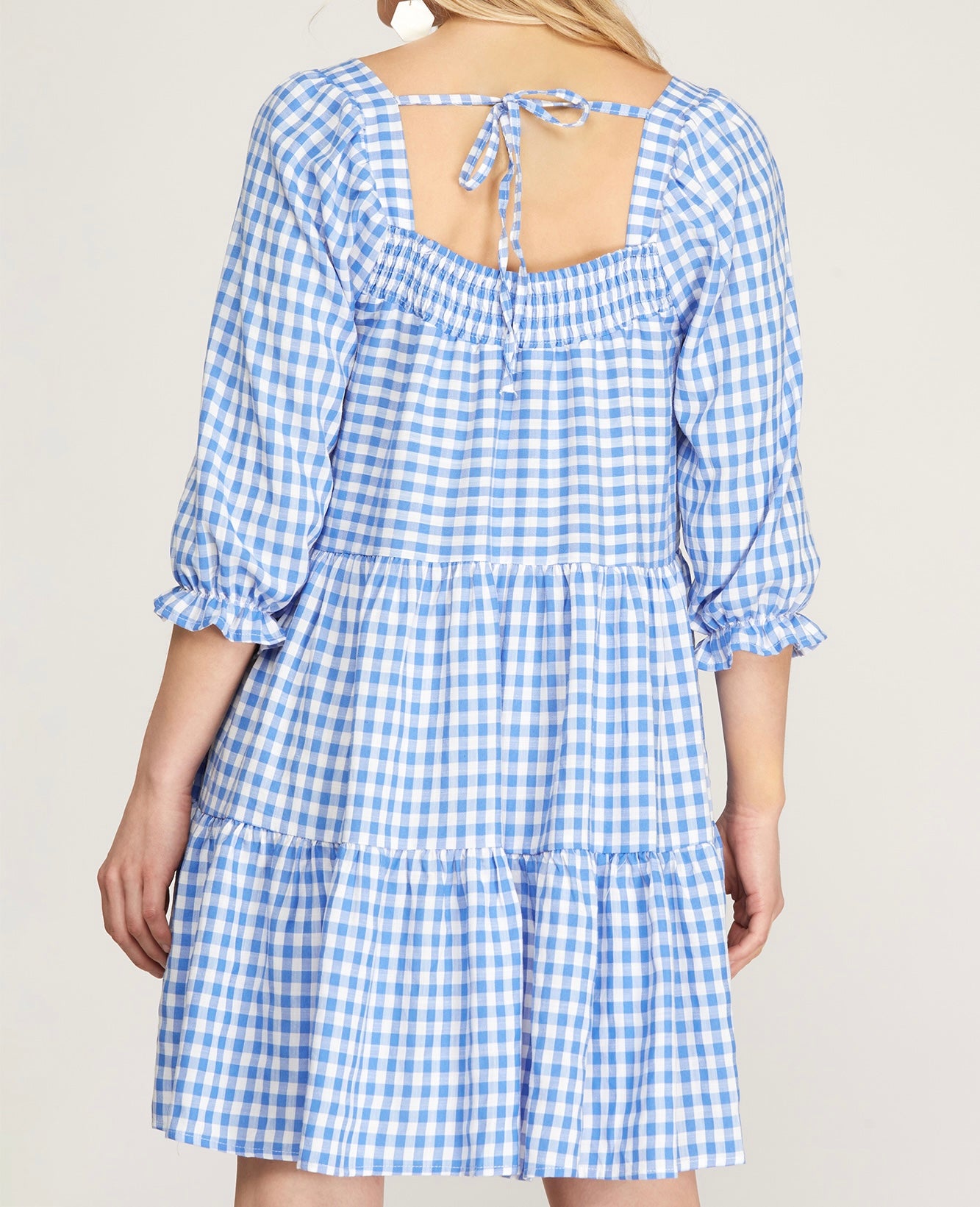 Blue Gingham Babydoll Dress