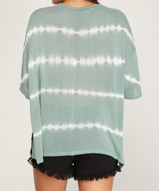 Seafoam Oversized Knit Tie Dye Top